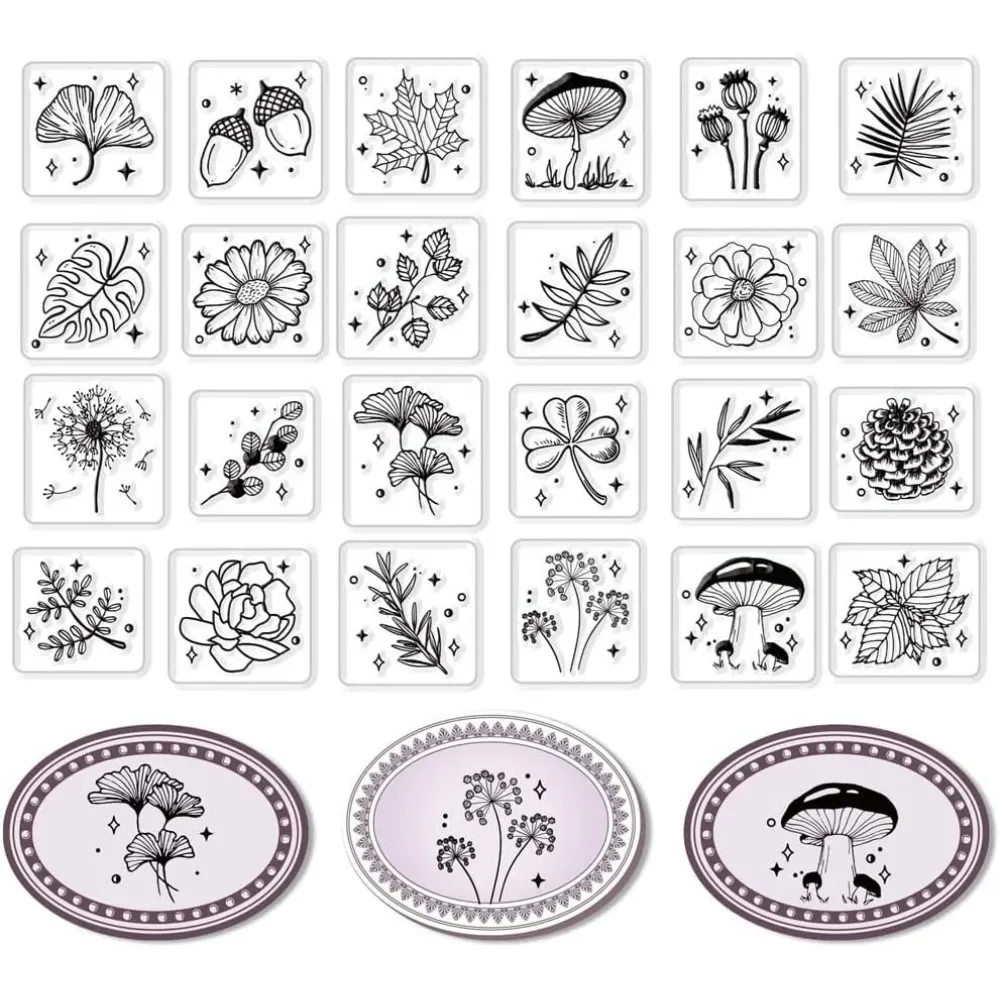 Rubber Plant Ficus - Flowers Leaves Clear Stamps for Card