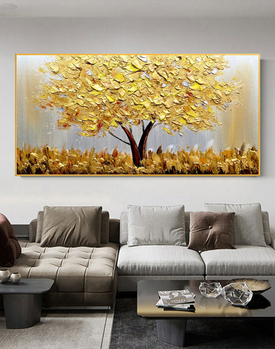 Blooming Gold Tree On Canvas A - Plant Parenting ulasan dan harga